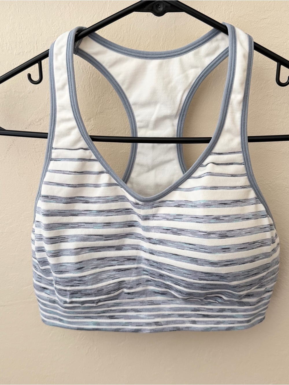 Women’s Striped Racerback Comfort Bralette - White & Light Blue Sz XL